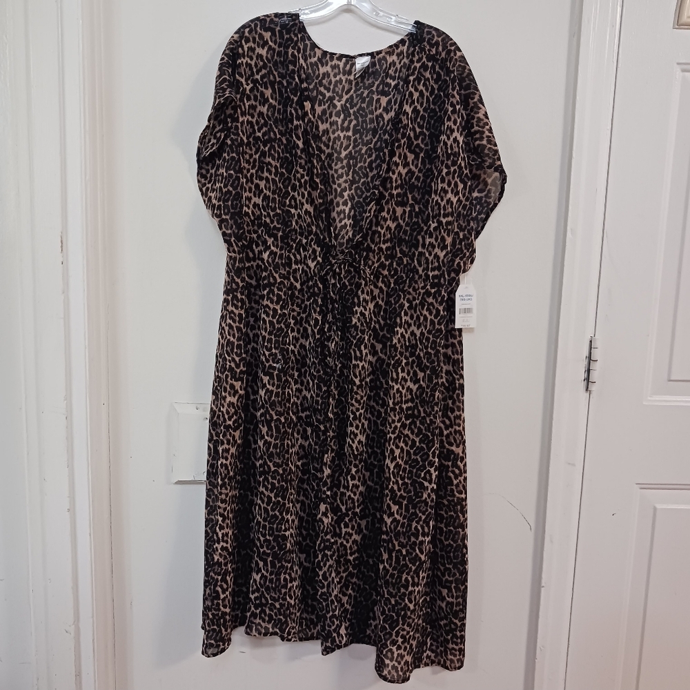 Robe Light ANIMAL PRINT KIMONO Midi Length Sz 2XL/3XL Lingerie Mobwife